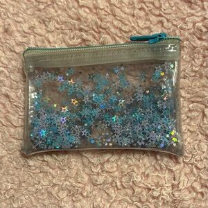 Liquid clear squishy jelly coin purse/pouch with holographic glitter stars